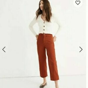 Madewell Slim Emmett Wide Leg Crop Pants in Rust